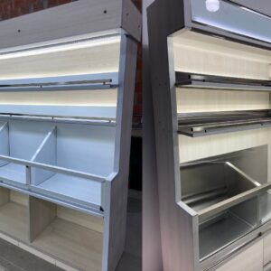 Mueble Panero Exhibidor con Acero Inoxidable y Iluminación LED